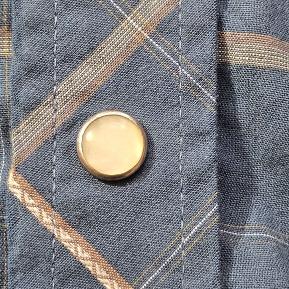 Falcon Bay Mens Blue Plaid Pearl Snap Western Shirt 3XLT Pockets Long Sleeve - Picture 4 of 6